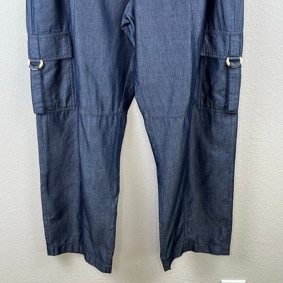 Michael Kors Indigo Blue High Rise Wide Leg Pull-On Utility Ankle Pant XL NWT - Picture 7 of 16